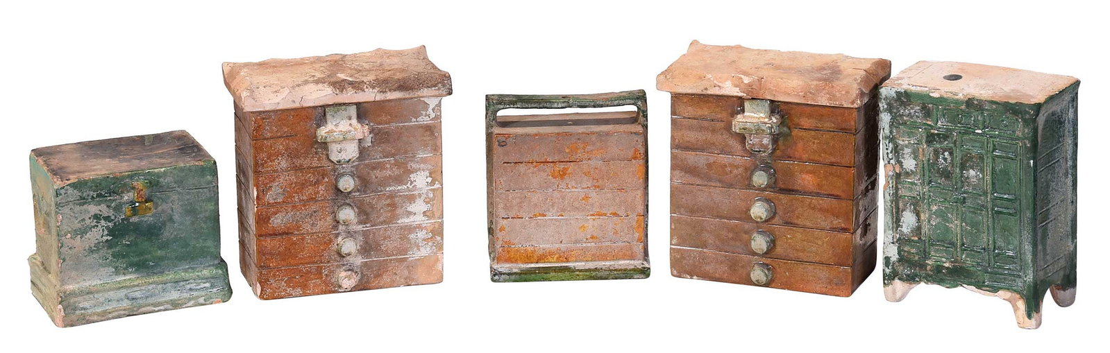 Five Miniature Chinese Ming or Ming Style Ceramic Furniture Objects (1 of 10)