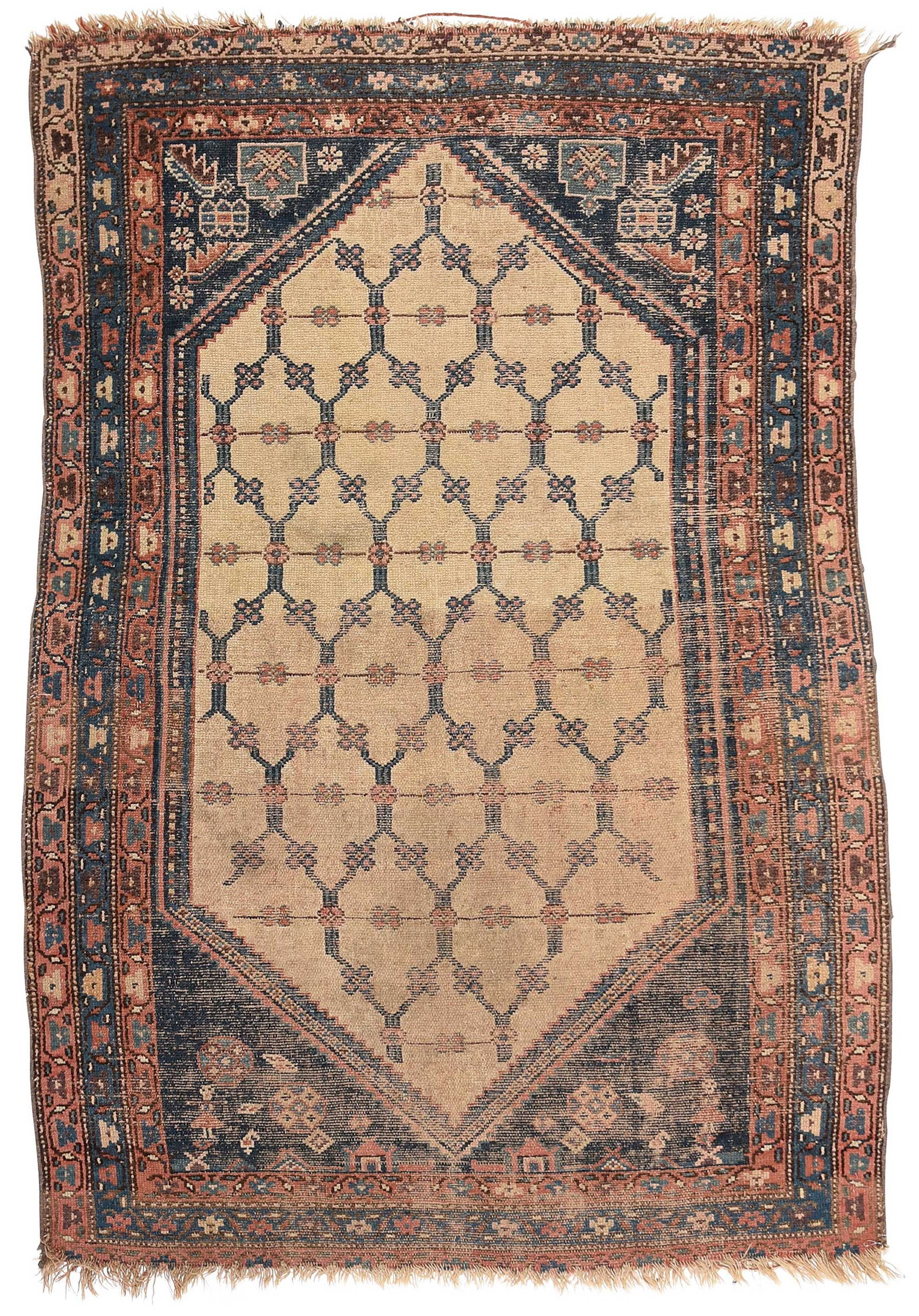 Kazak Rug: early 20th century, tan field with flower and vine pattern, floral and vine borders, 6 ft. x 4 in. Provenance: Private Collection, Asheville, North Carolina
