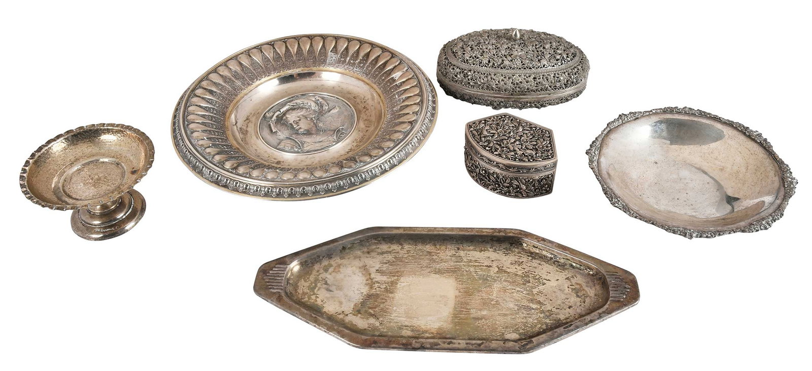 Three Continental Silver Table Items and Three Silver Plate Pieces (1 of 4)