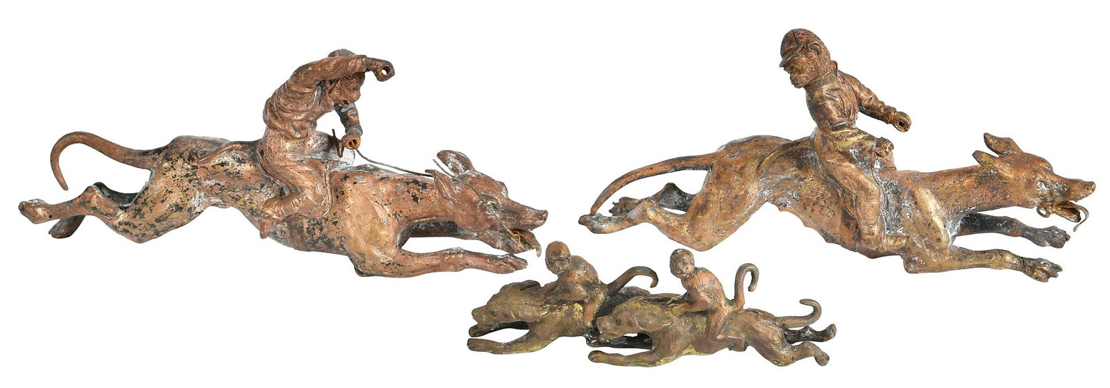 Three Vienna Cold Painted Bronze Racing Dog and Monkey Figures (1 of 7)