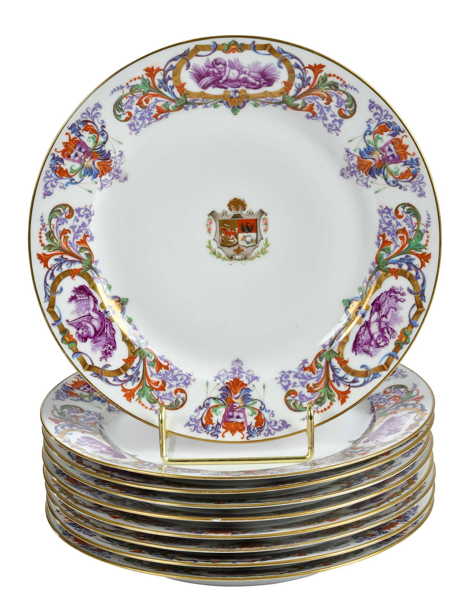 Nine Continental Armorial Porcelain Plates (1 of 5)
