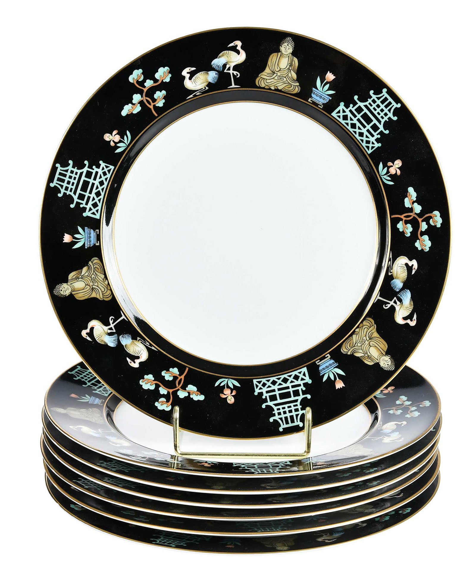 Seven Fitz and Floyd Chinoiserie Pattern Plates (1 of 4)