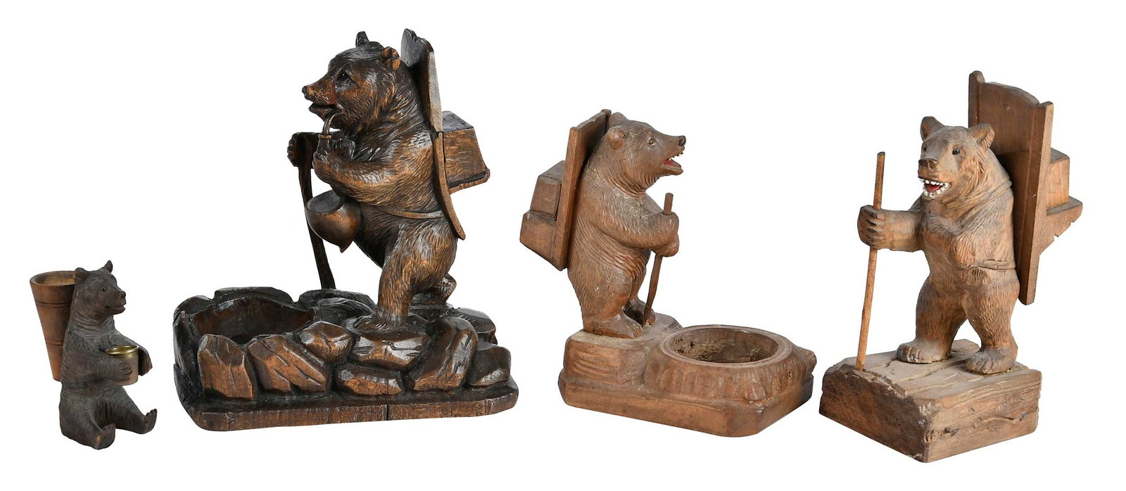 Four Black Forest Carved Bear Form Table Objects (1 of 8)