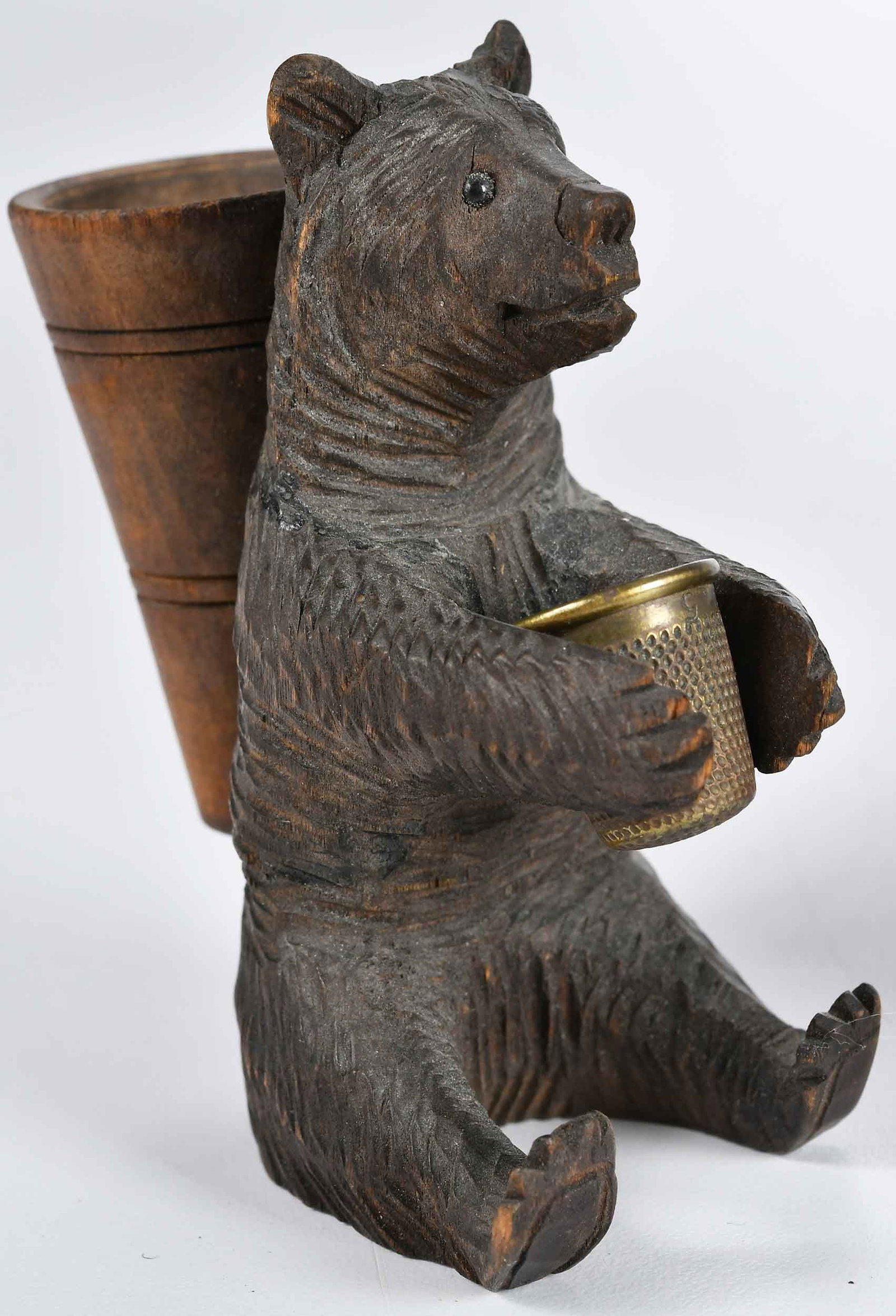 Four Black Forest Carved Bear Form Table Objects - 5