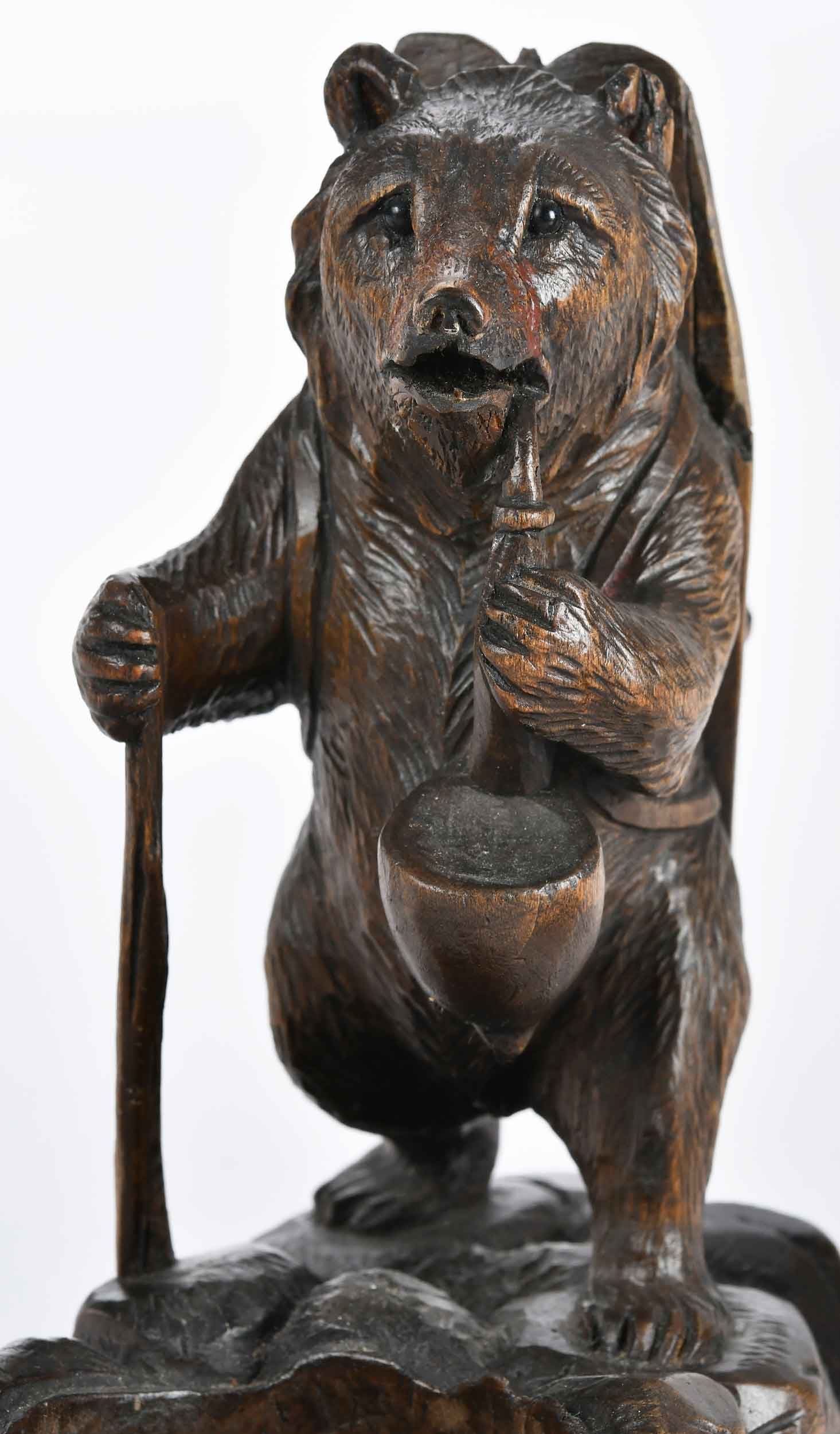 Four Black Forest Carved Bear Form Table Objects - 6