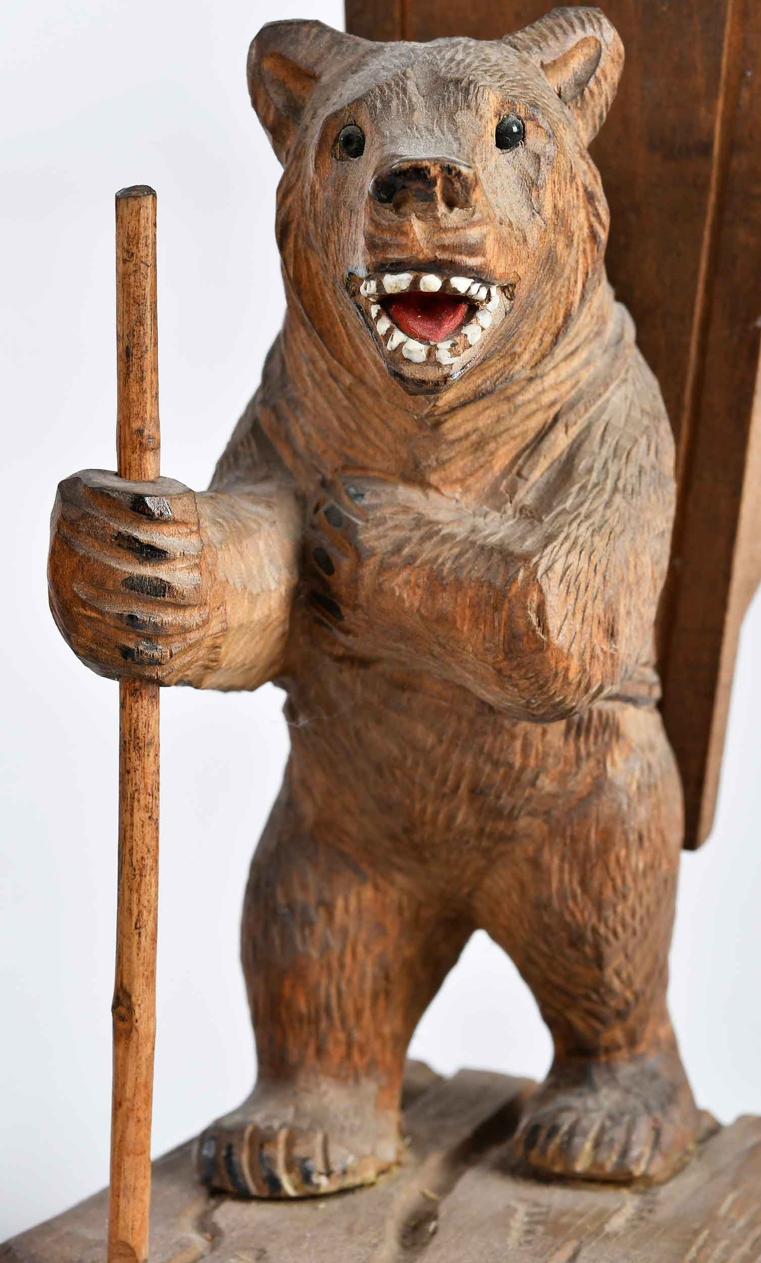 Four Black Forest Carved Bear Form Table Objects - 8