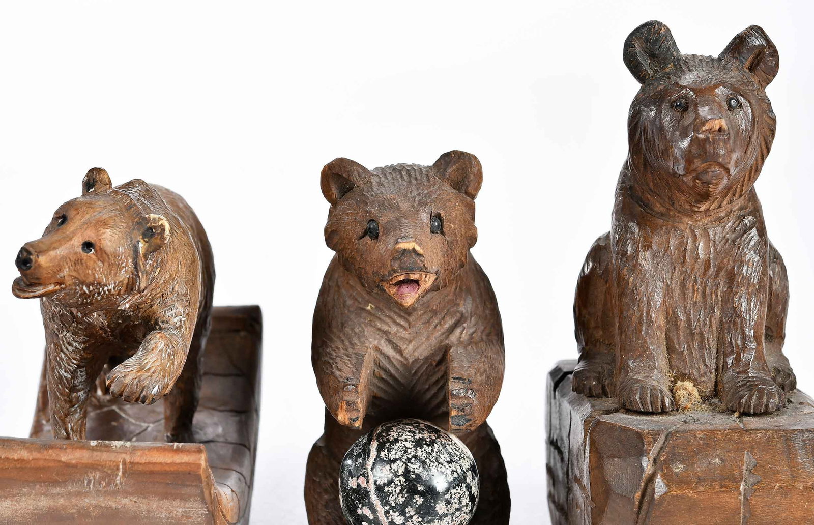 Three Black Forest Carved Bear Form Table Objects - 2