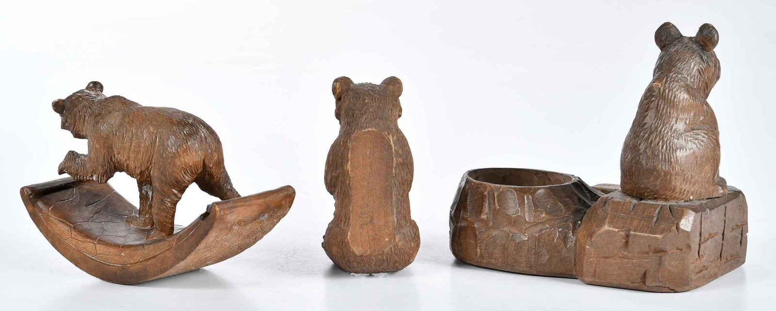 Three Black Forest Carved Bear Form Table Objects - 3