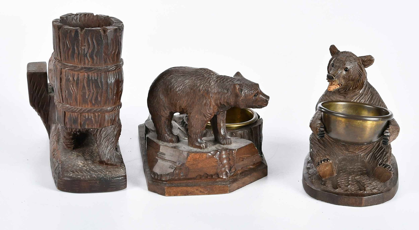 Three Black Forest Carved Bear Form Desk Objects - 2