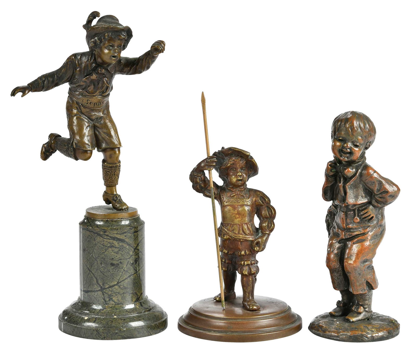 Three Continental Miniature Bronzes of Young Boys (1 of 6)