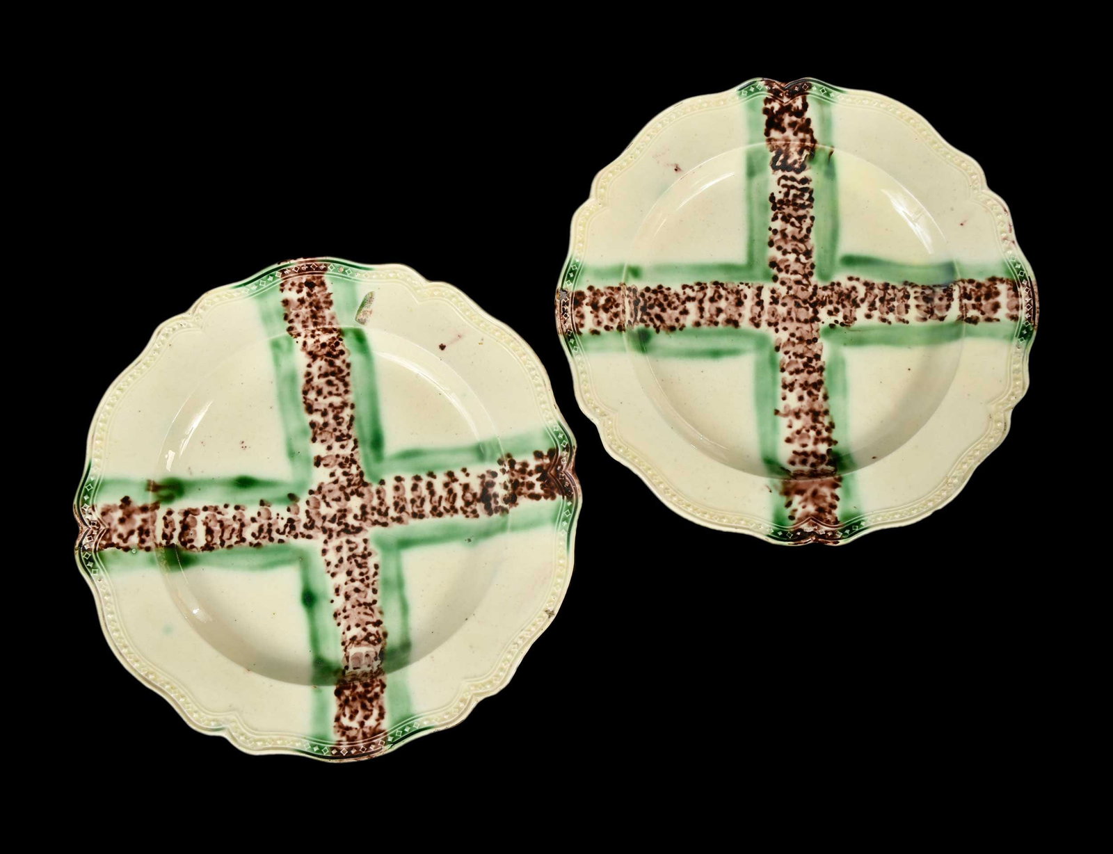 Pair of Unusual English Staffordshire Creamware Plates (1 of 11)