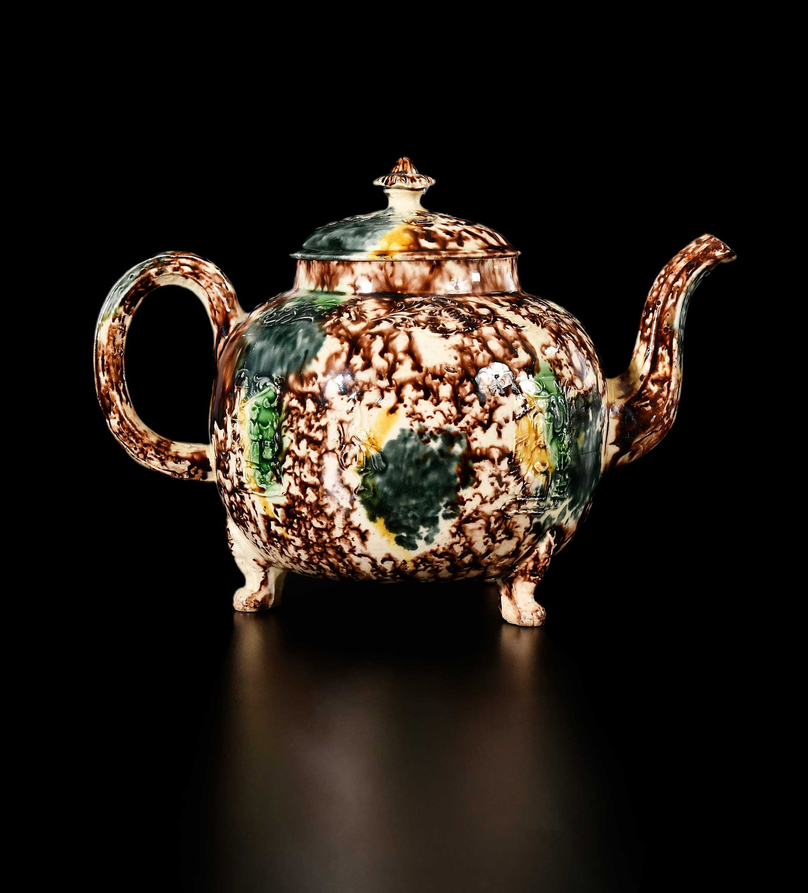 Staffordshire Whieldon Type Footed Teapot, Horne Provenance (1 of 14)