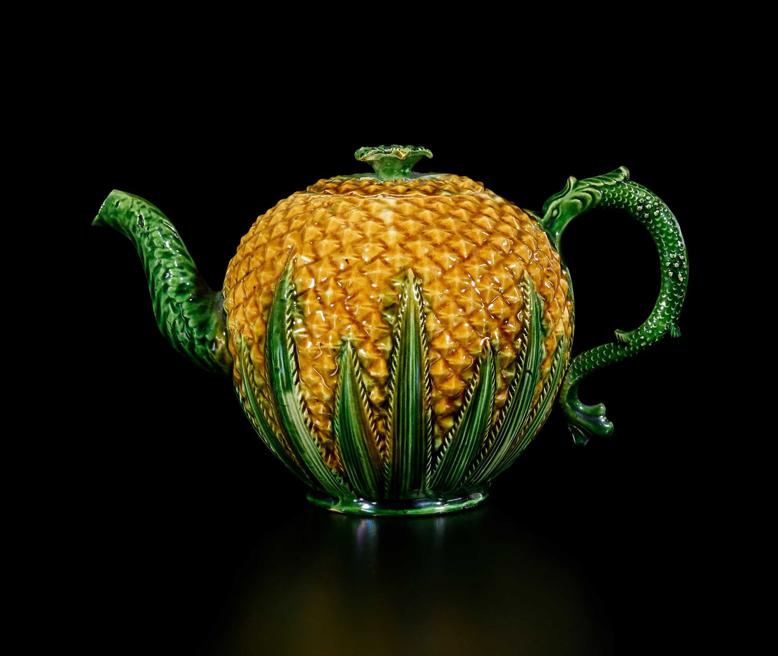 Staffordshire Lead Glazed Earthenware Pineapple Teapot, Horne Provenance (1 of 14)