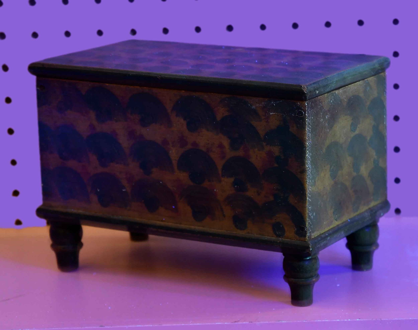 Rare Stirewalt Miniature Paint Decorated Blanket Chest, Wheatcroft, Walters Benisek, McGehee Lipman - 18