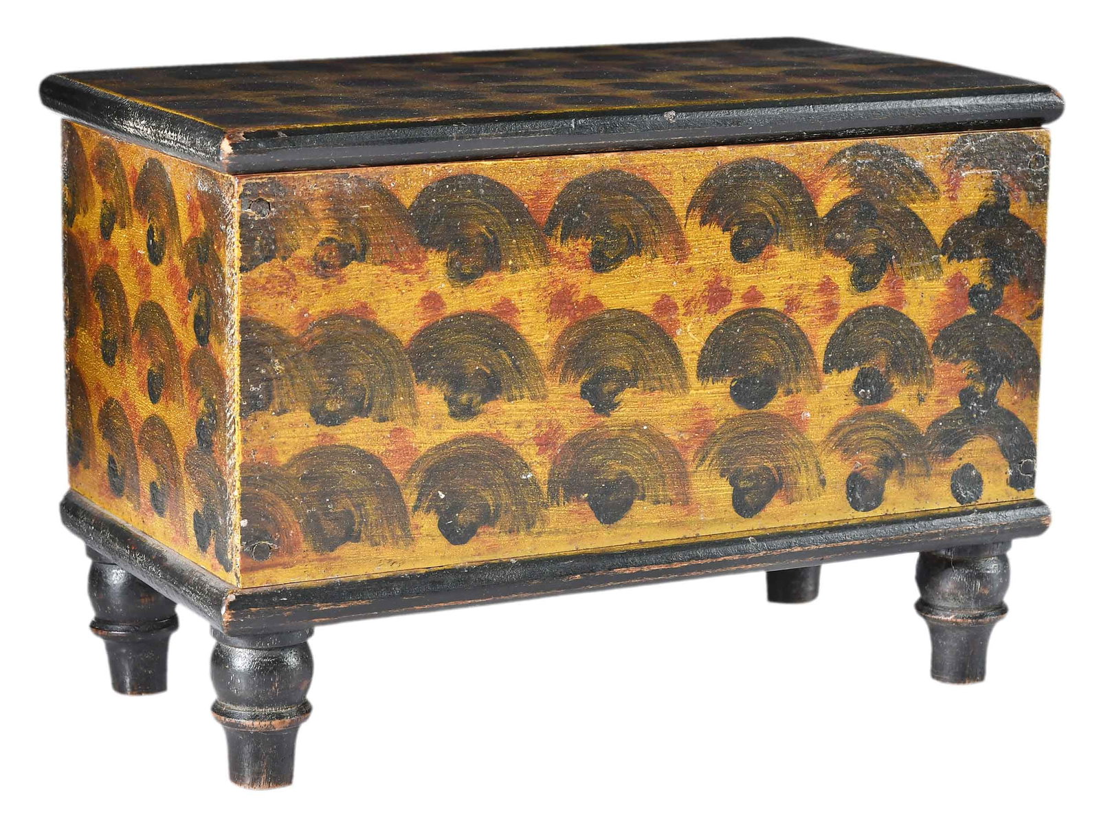 Rare Stirewalt Miniature Paint Decorated Blanket Chest, Wheatcroft, Walters Benisek, McGehee Lipman - 2