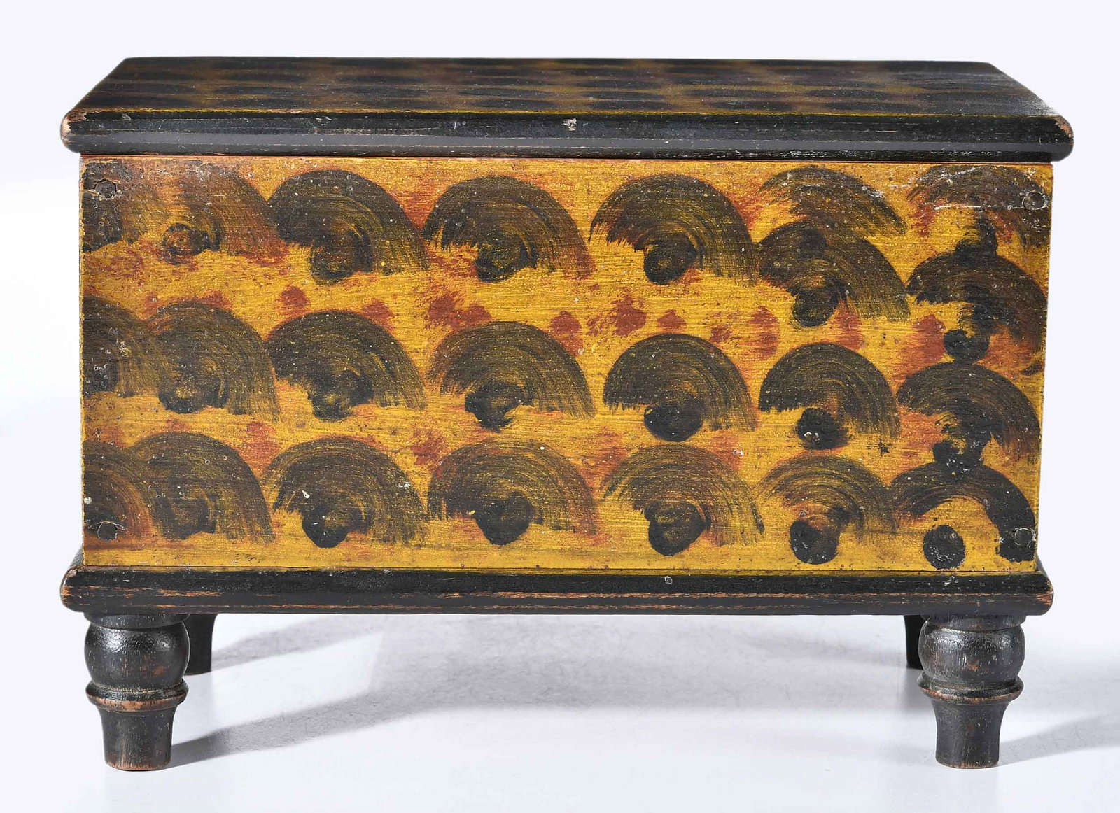 Rare Stirewalt Miniature Paint Decorated Blanket Chest, Wheatcroft, Walters Benisek, McGehee Lipman - 3