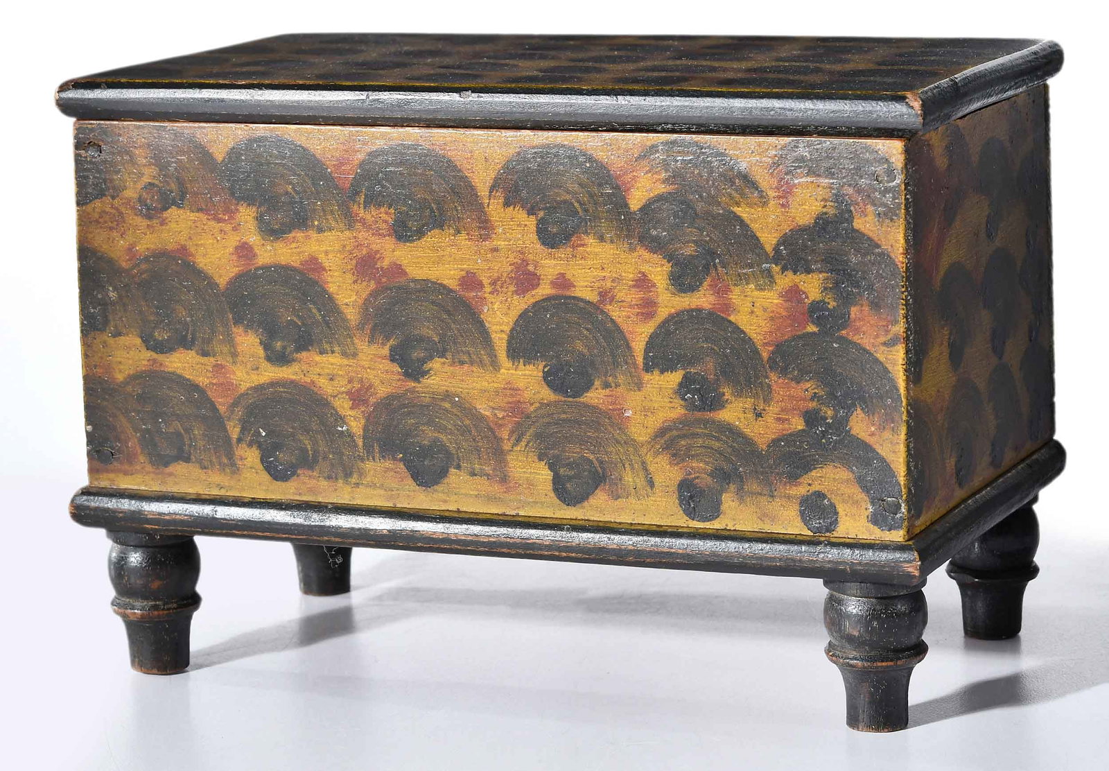 Rare Stirewalt Miniature Paint Decorated Blanket Chest, Wheatcroft, Walters Benisek, McGehee Lipman - 4