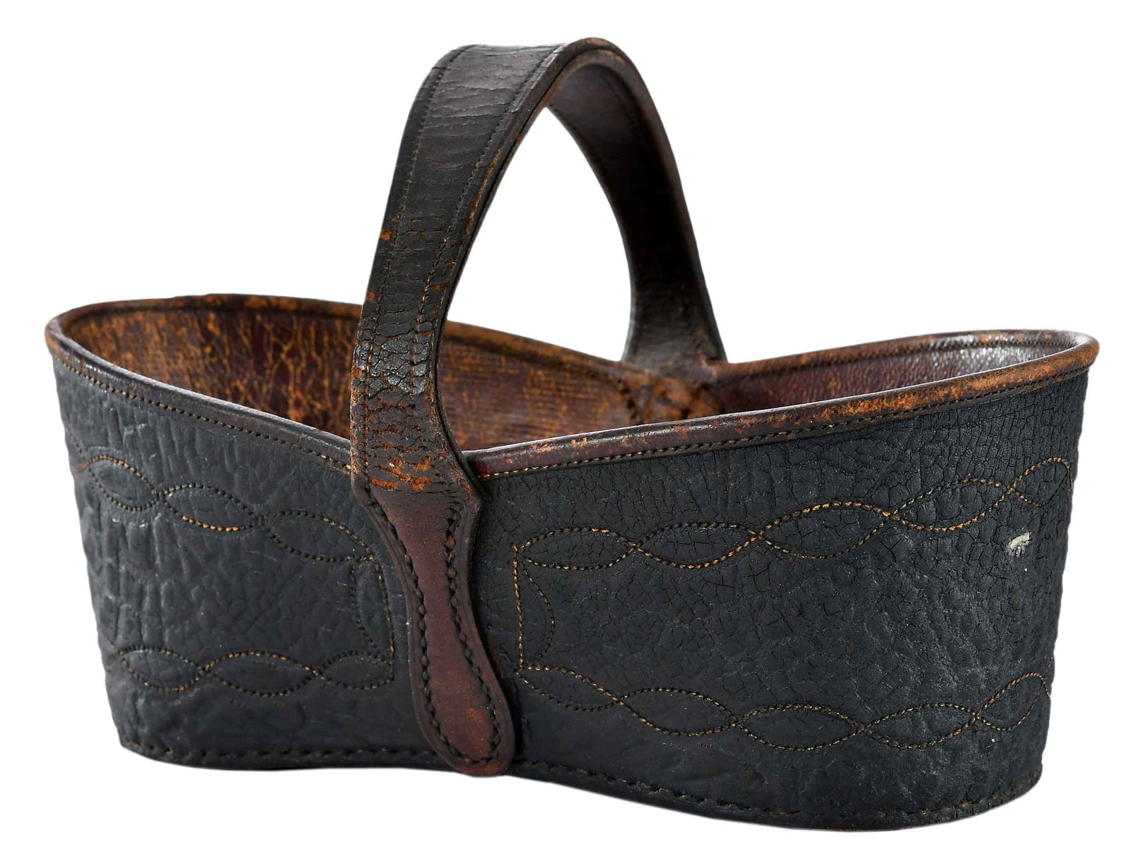 Rare W. Nick Redford Labeled Virginia Tooled Leather Key Basket (1 of 14)