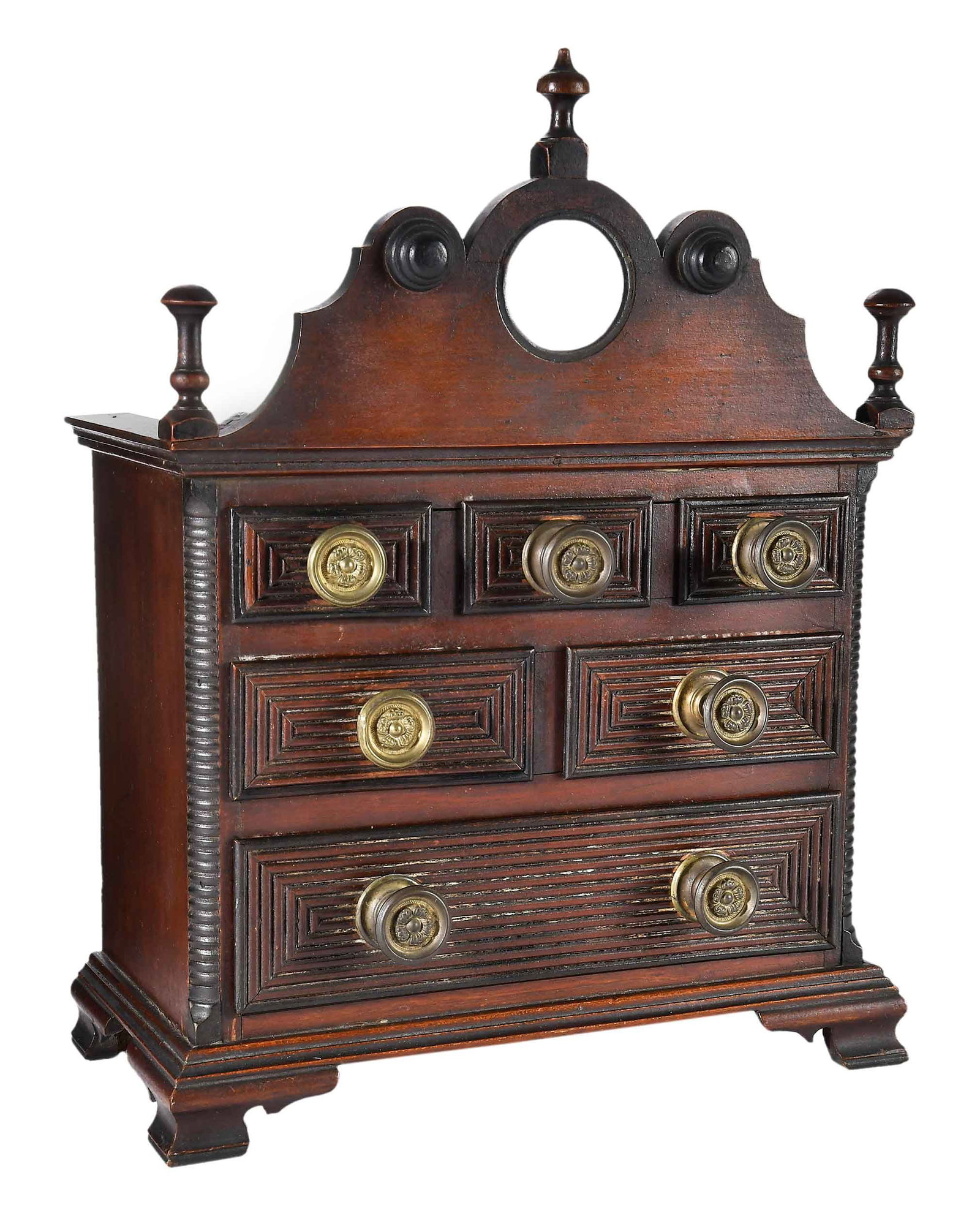 Rare Pennsylvania Federal Carved Walnut Valuables Chest in Original Surface (1 of 18)