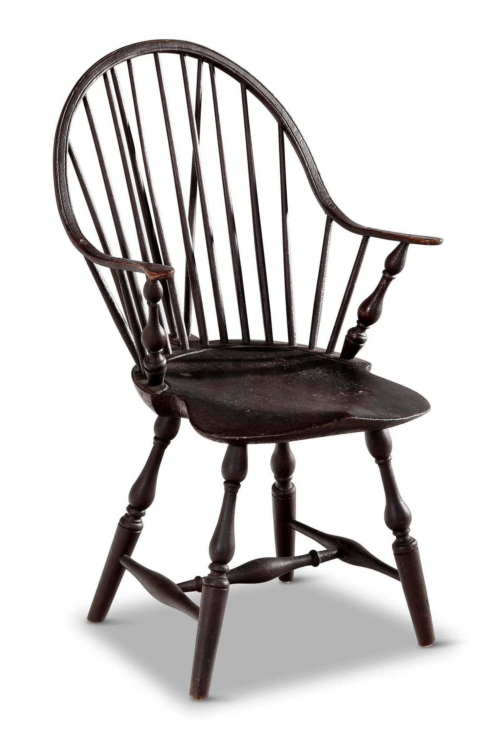 Brown Painted Continuous Arm Braceback Windsor in Old Surface, Snyder Provenance (1 of 10)