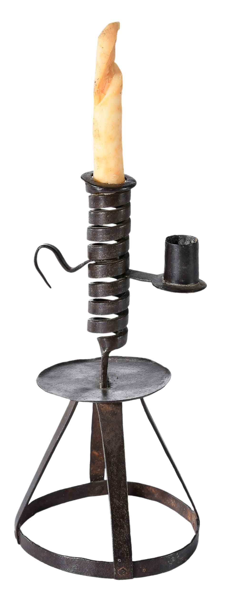 Rare Wrought Iron Adjustable Double Candleholder, Snyder Provenance (1 of 8)