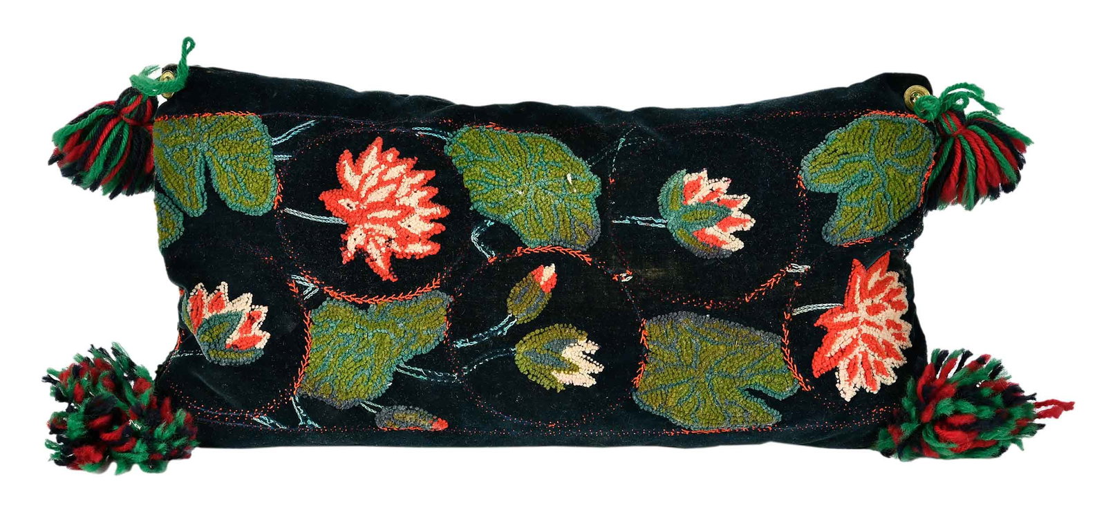 Unusual Woolwork and Needlework Velvet Pillow, Walters-Benisek Provenance (1 of 12)