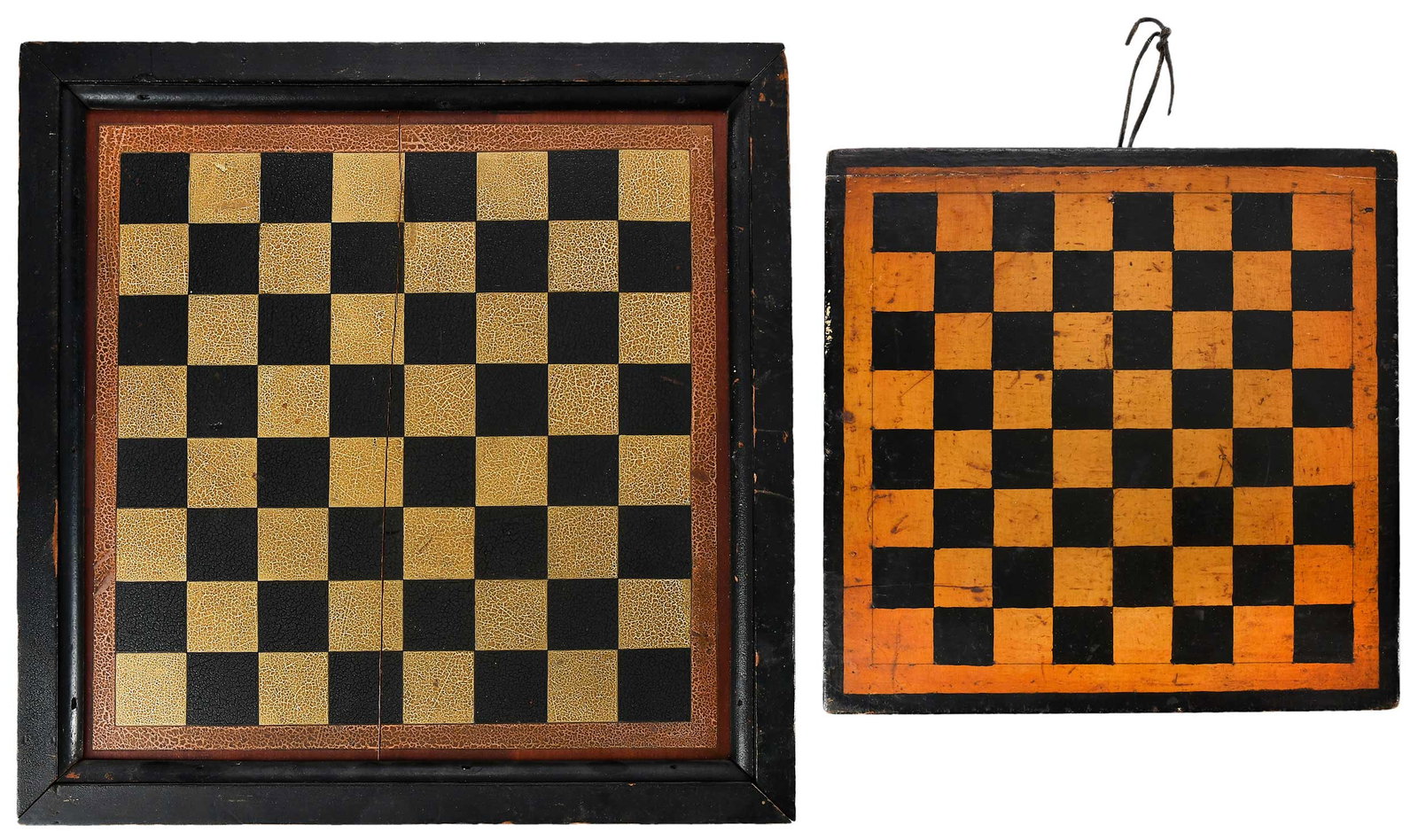 Two Folk Art Paint Decorated Gaming or Checker Boards (1 of 6)