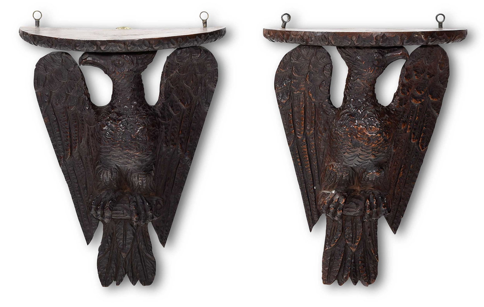 Pair of Carved Oak Eagle Wall Brackets (1 of 10)