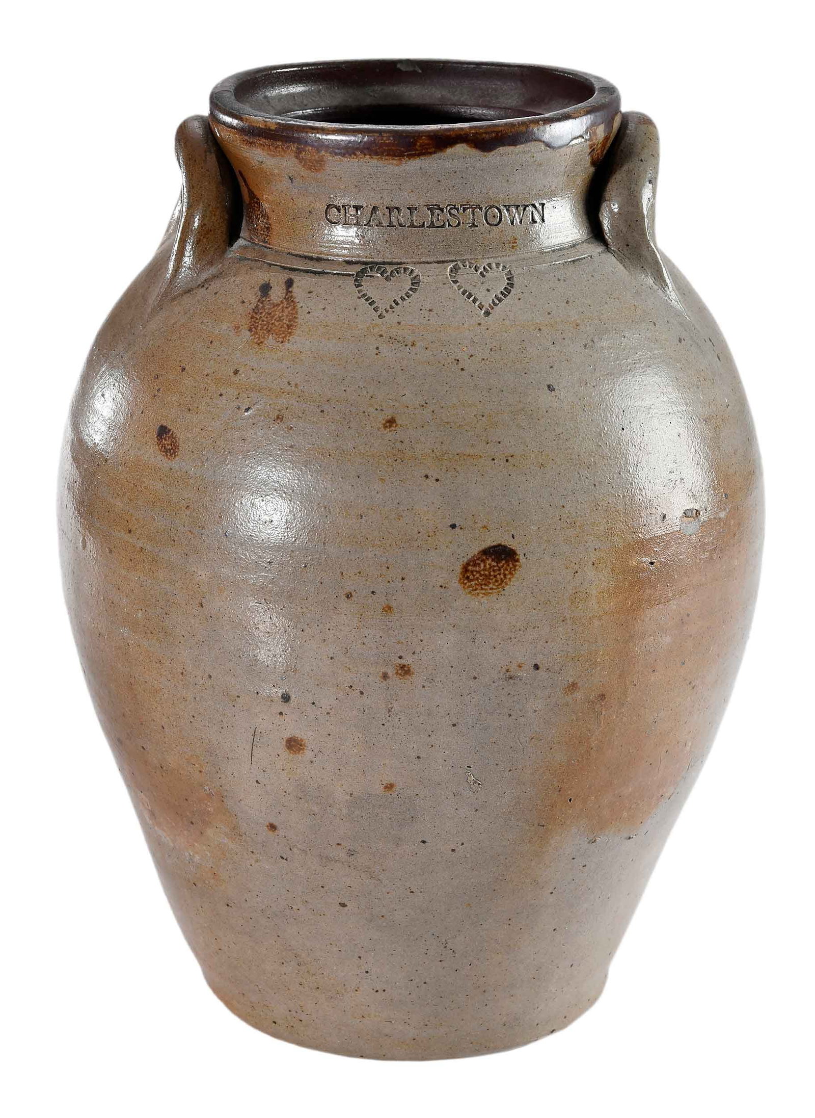 Fredrick Carpenter Attributed "Charlestown" Massachusetts Stoneware jar (1 of 20)