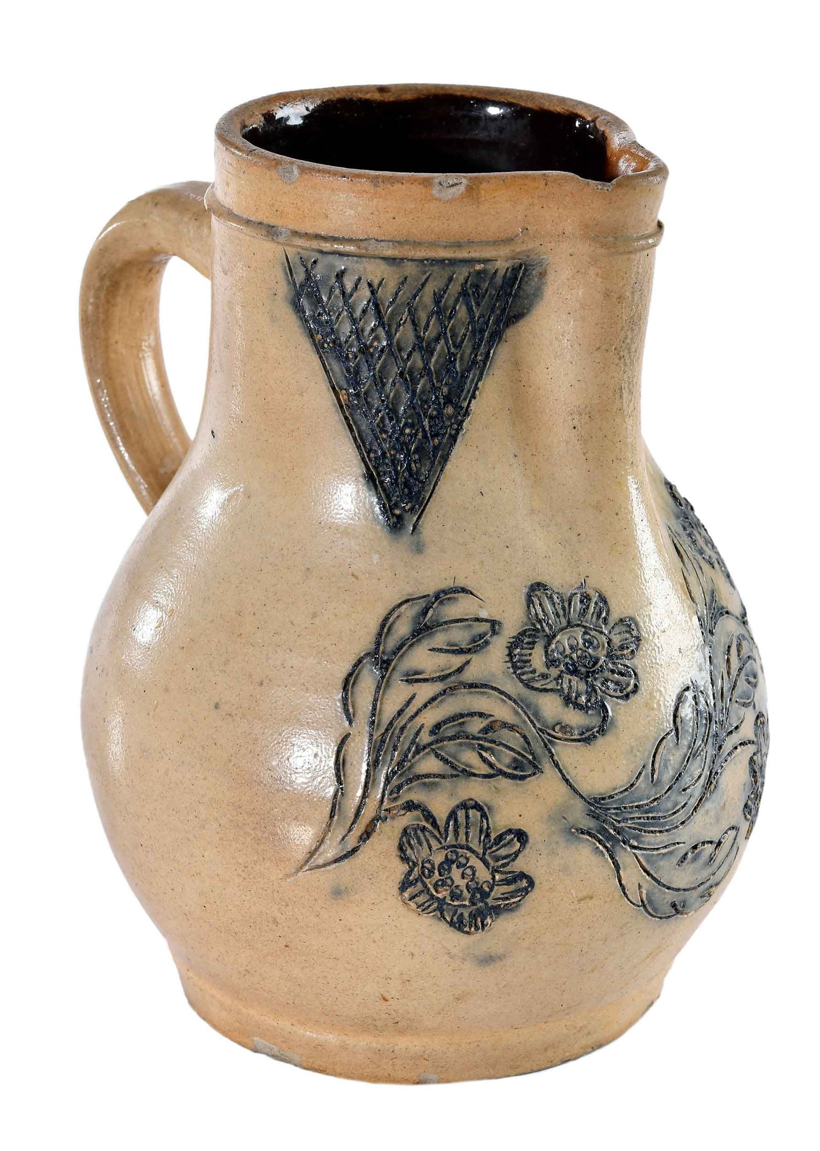 Eastern New York Attributed Incised and Cobalt Decorated Stoneware Pitcher (1 of 17)