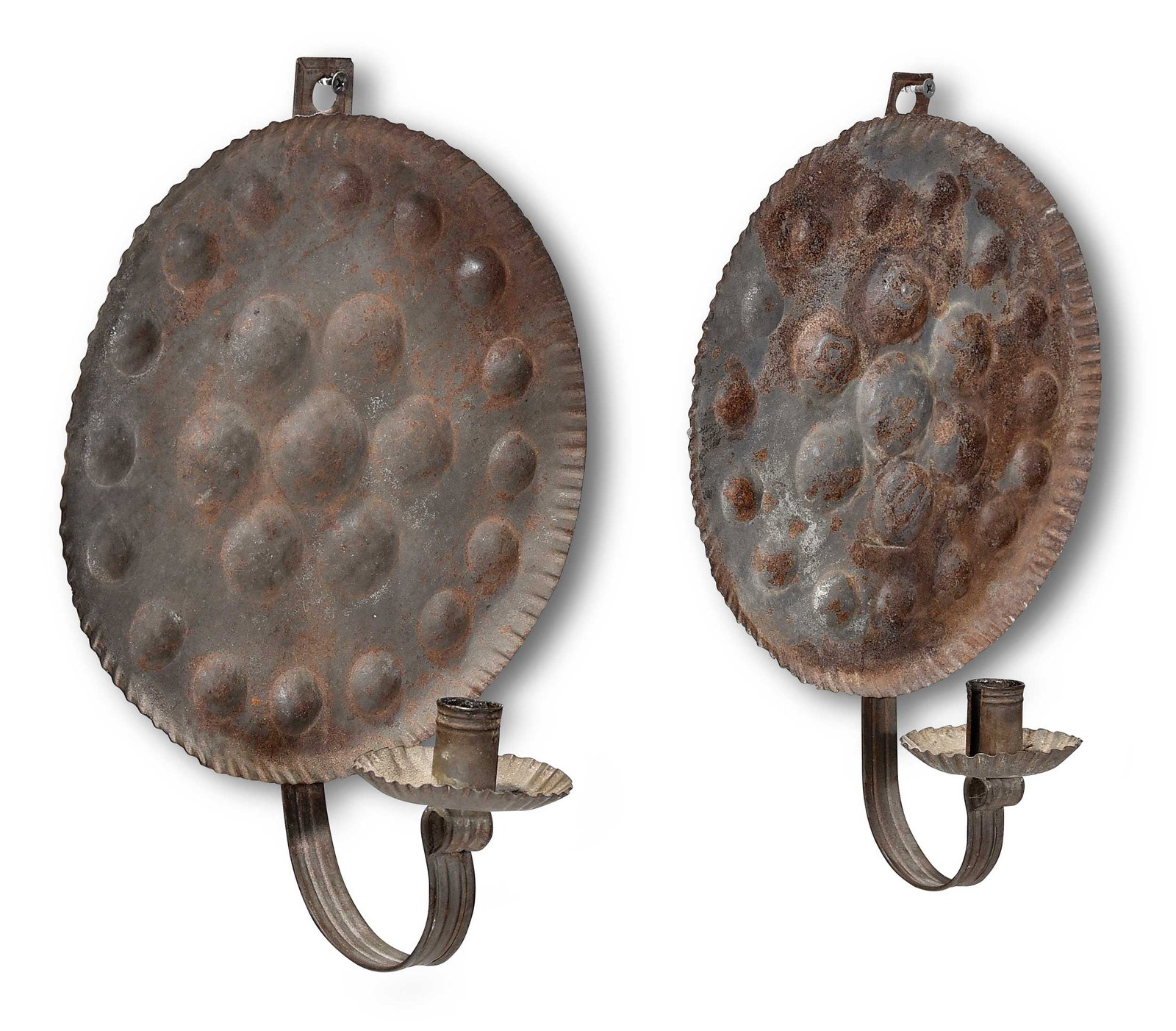 Pair of Tin Reflector Sconces with Candles (1 of 9)