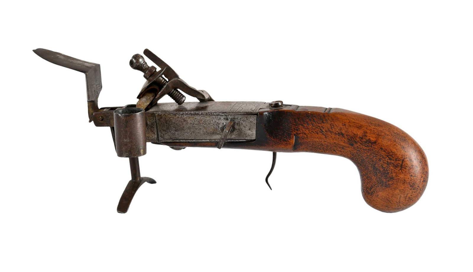 British Signed Tinder Pistol with Candleholder, Elliott & Grace Snyder Provenance (1 of 11)