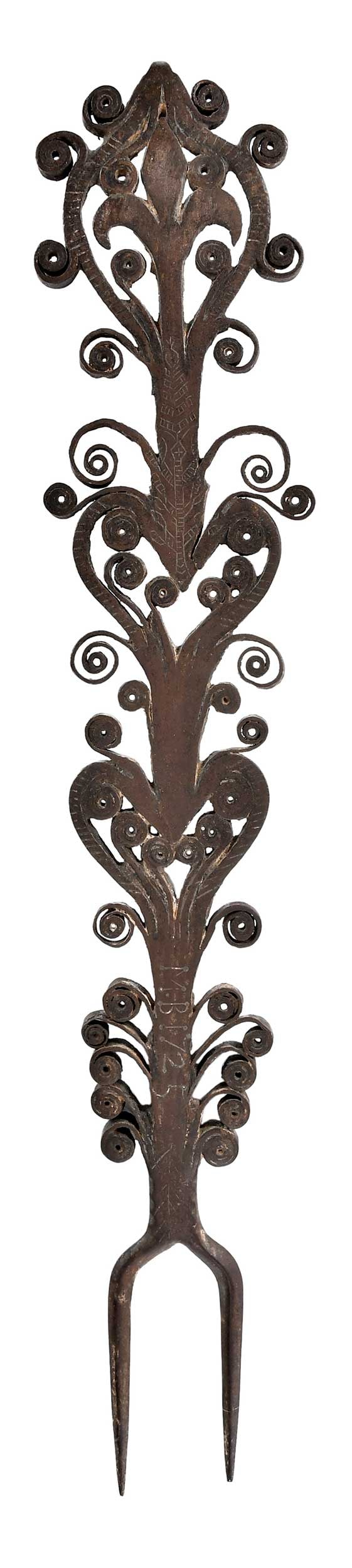 Rare Initialed and Dated Wrought Iron Presentation Fork, Snyder Provenance (1 of 9)