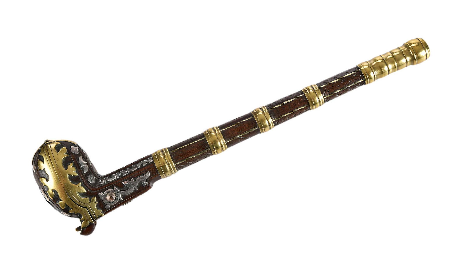 Fine Carved Wood and Brass Mounted Pipe Case (1 of 8)