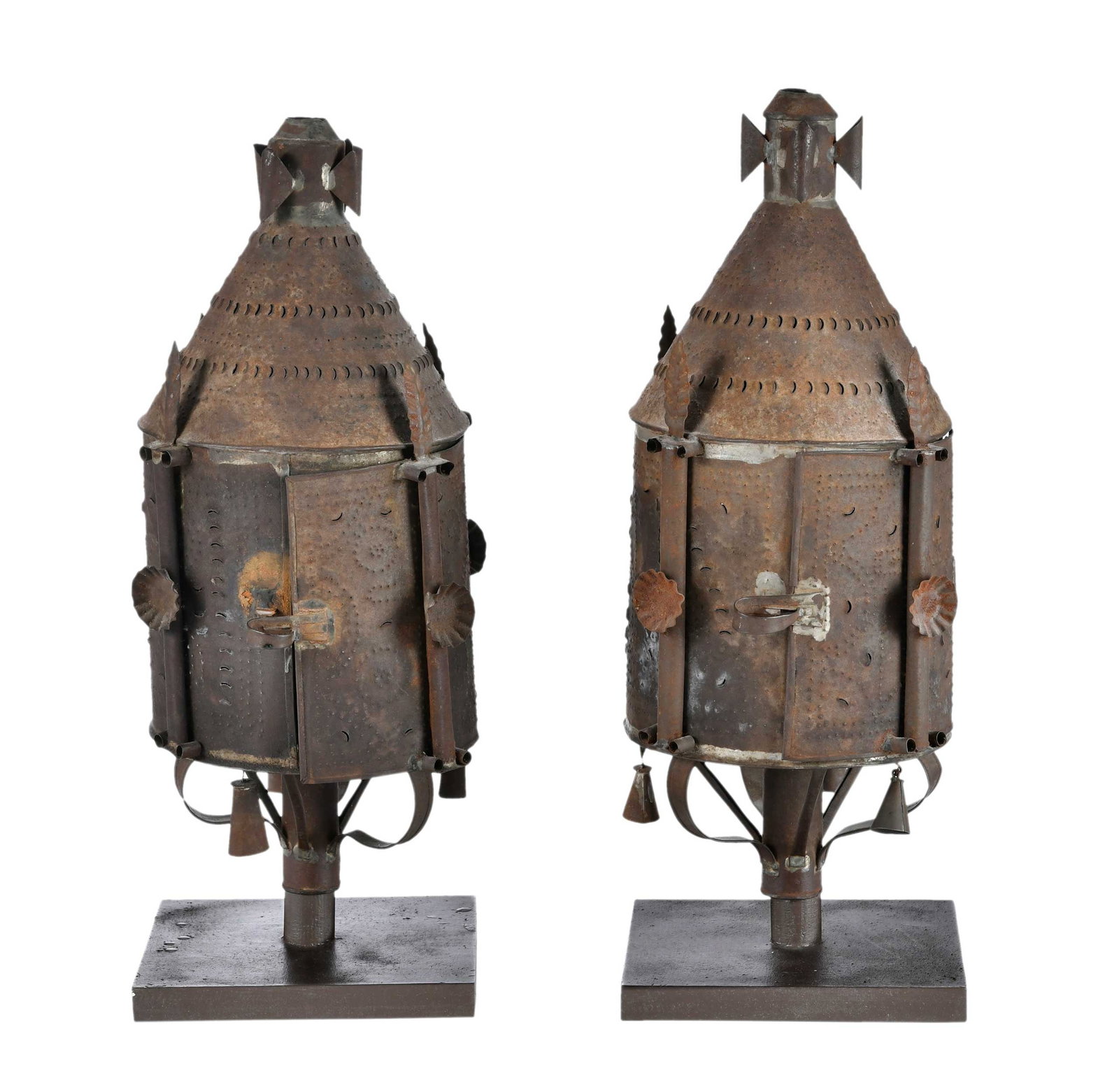 Unusual Pair of Pennsylvania Attributed Punched Tin Lanterns (1 of 12)