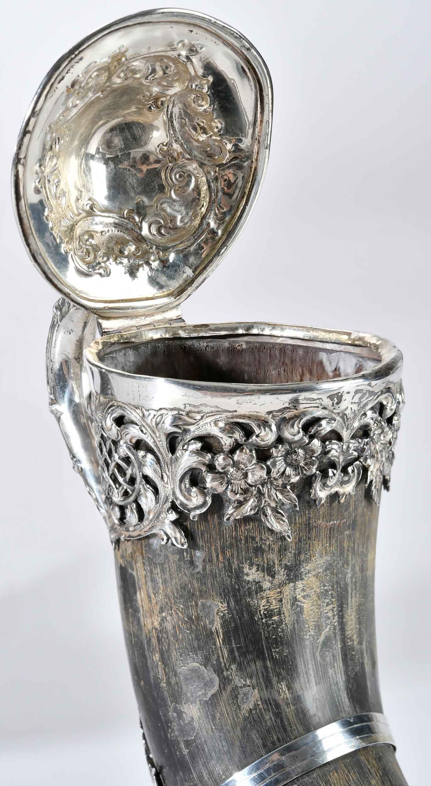Pair Sterling Mounted Horn Vessels - 8