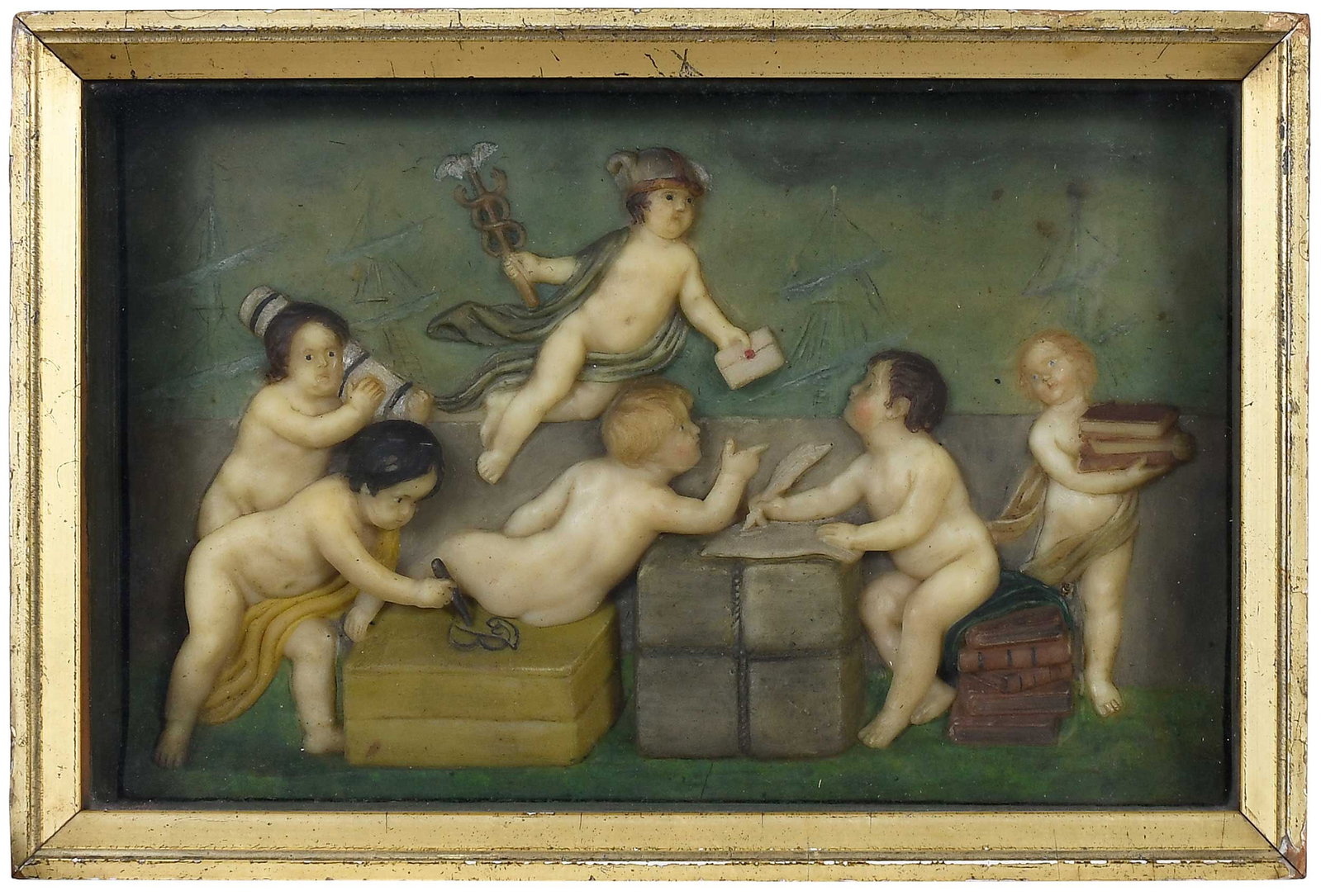 Rare Framed Figural and Allegorical Wax Relief, Kindig Provenance (1 of 9)