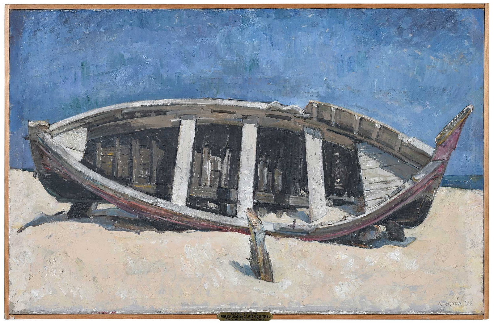 Maurice Grosser: (American, Alabama, 1903-1986) Moroccan Boat, 1958, signed and dated lower right "grosser '58," oil on canvas, 16-1/4 x 25-1/2 in.; wood frame, 16-7/8 x 26 x 7/8 in. Provenance: Carstairs Gallery,