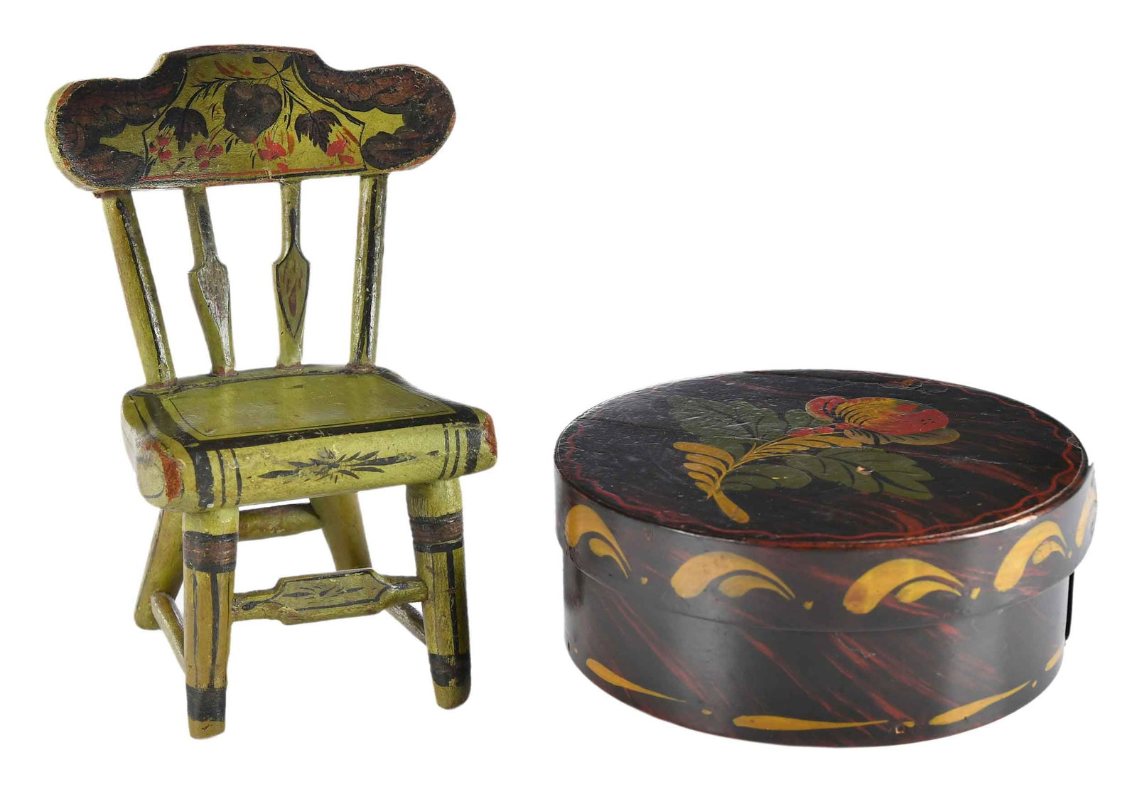 Two Folk Art Paint Decorated Wood Table Objects (1 of 14)
