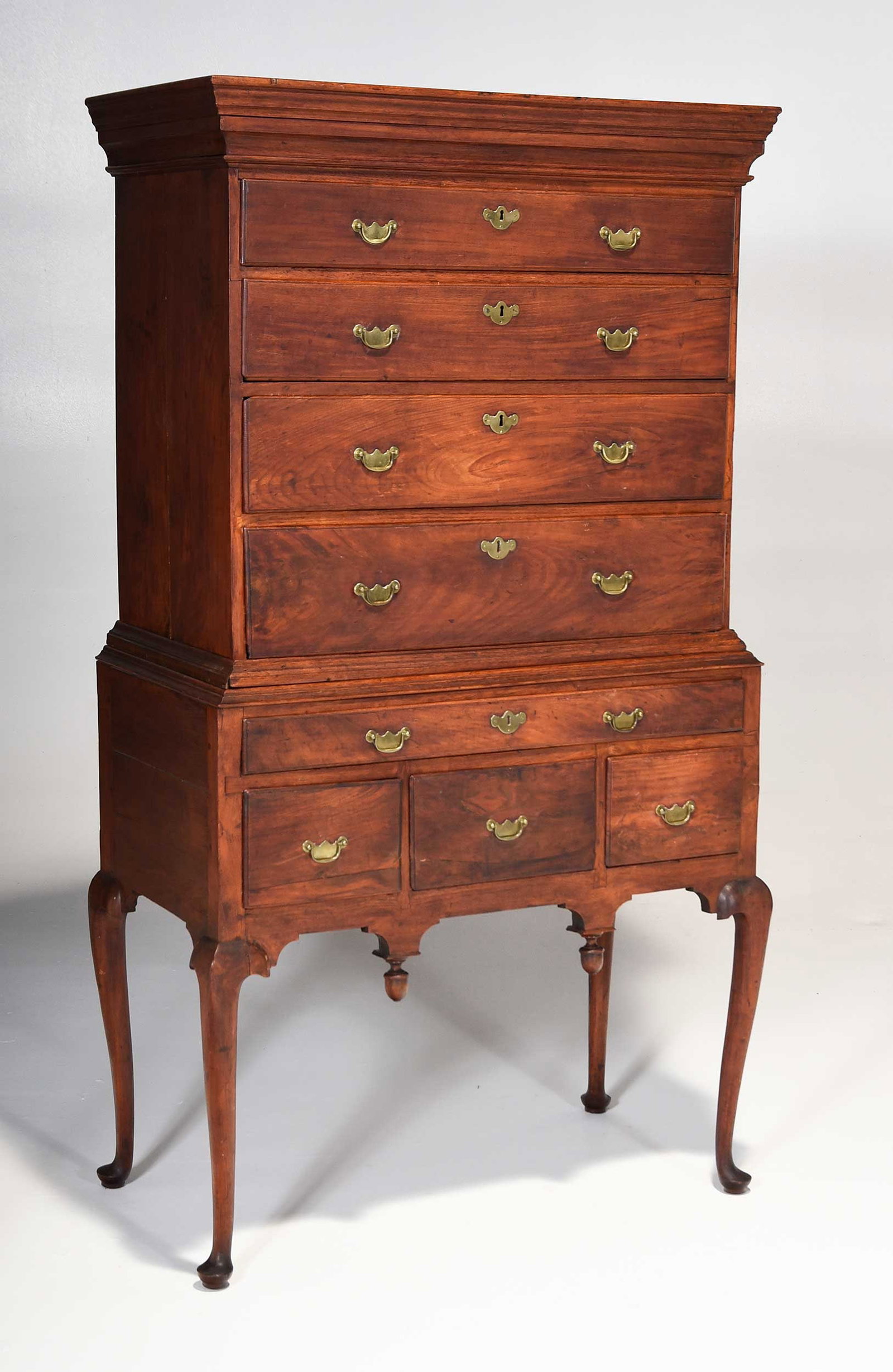 Marshall Family Massachusetts Queen Anne Rare High Chest and Dressing Table Suite, - 2
