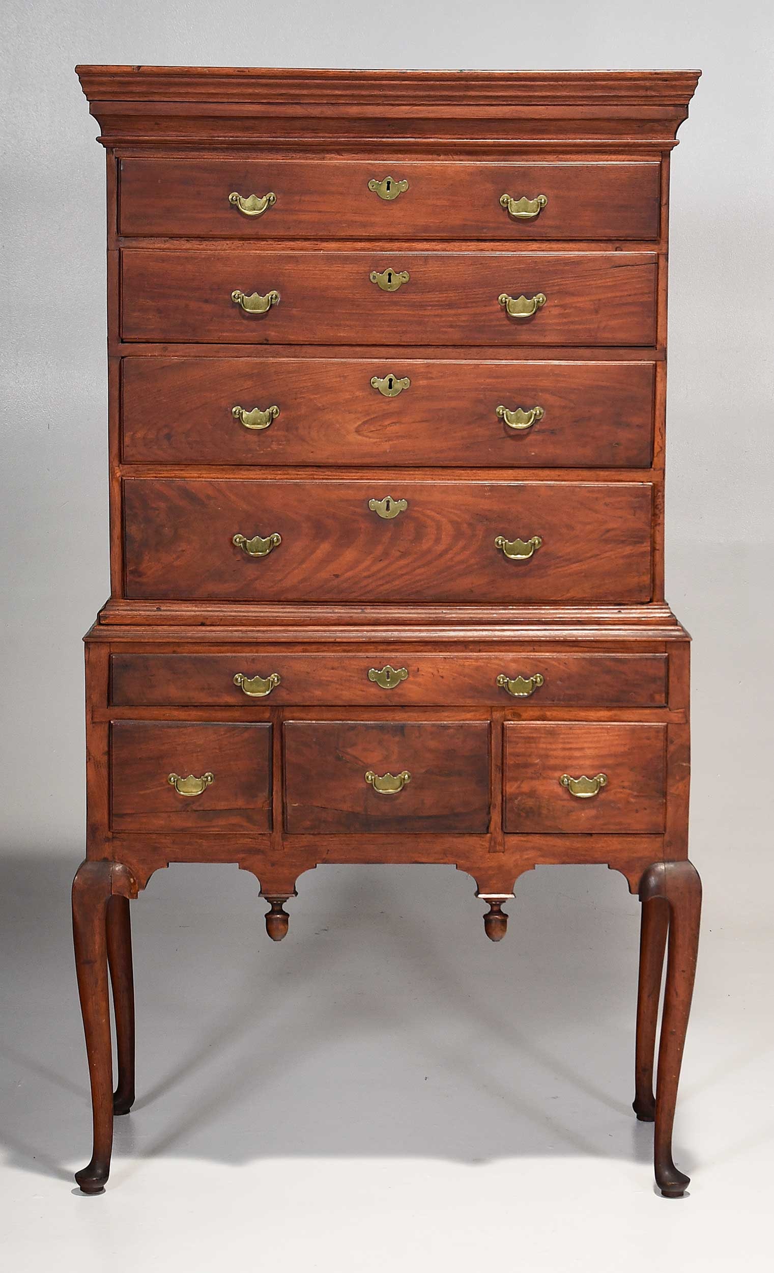 Marshall Family Massachusetts Queen Anne Rare High Chest and Dressing Table Suite, - 3