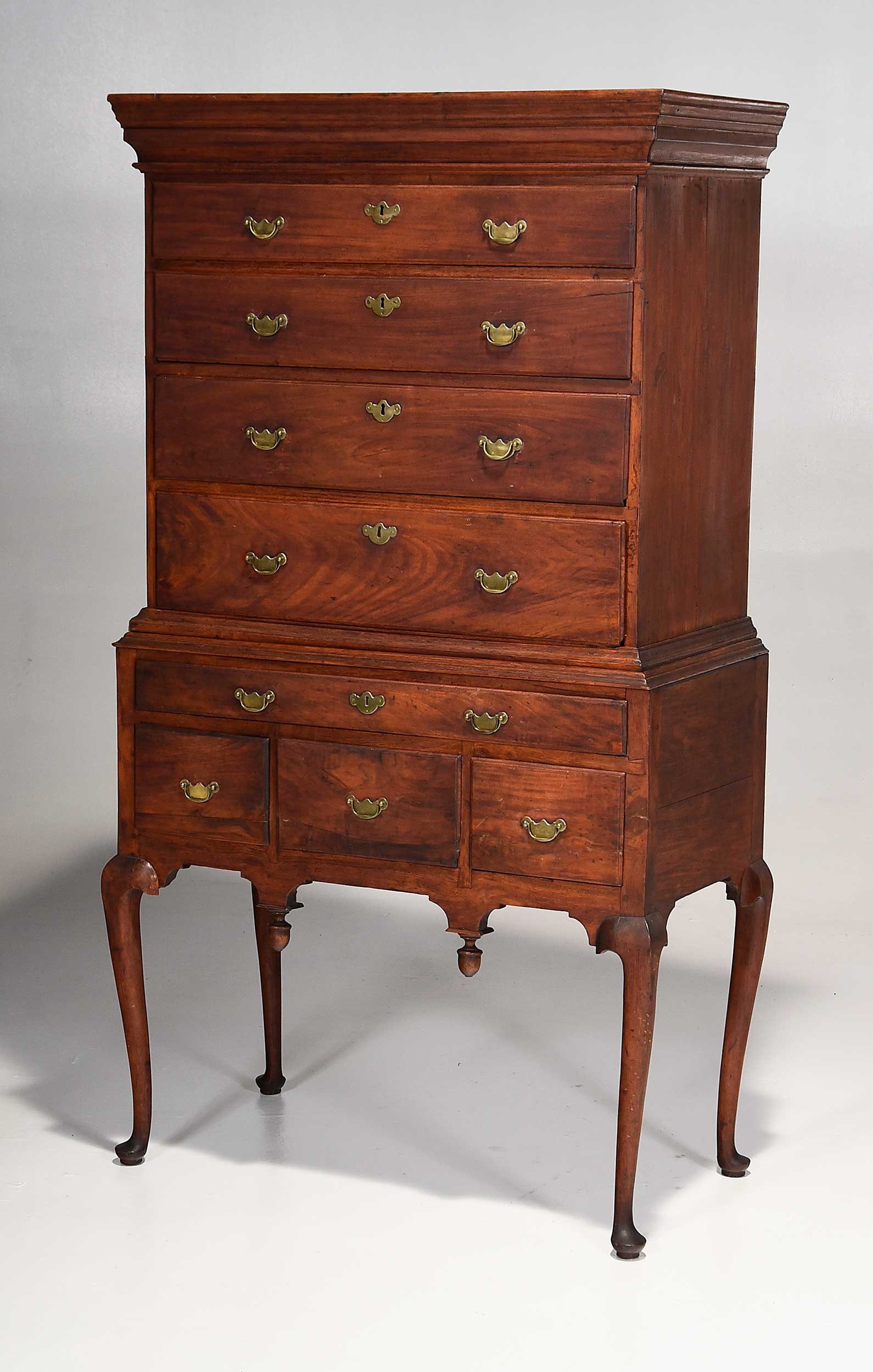 Marshall Family Massachusetts Queen Anne Rare High Chest and Dressing Table Suite, - 9