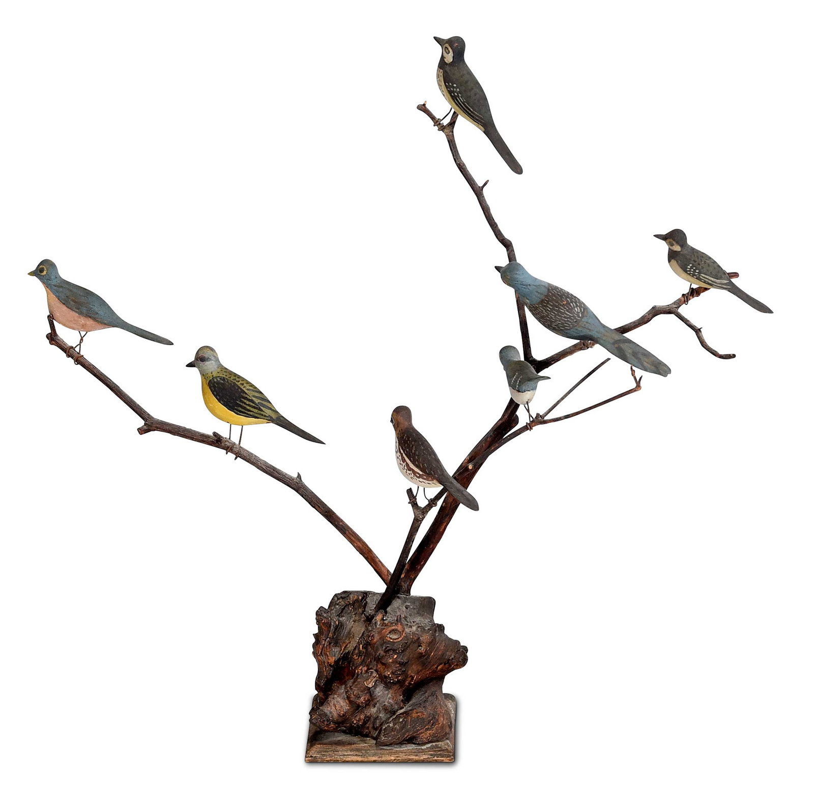 American Folk Art Carved and Painted Bird Tree (1 of 6)