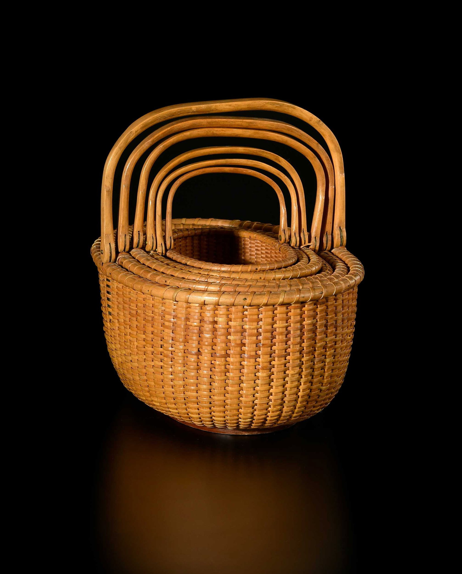 Group of Six Ovoid Nesting Nantucket Lightship Baskets by Davis Hall (1 of 16)