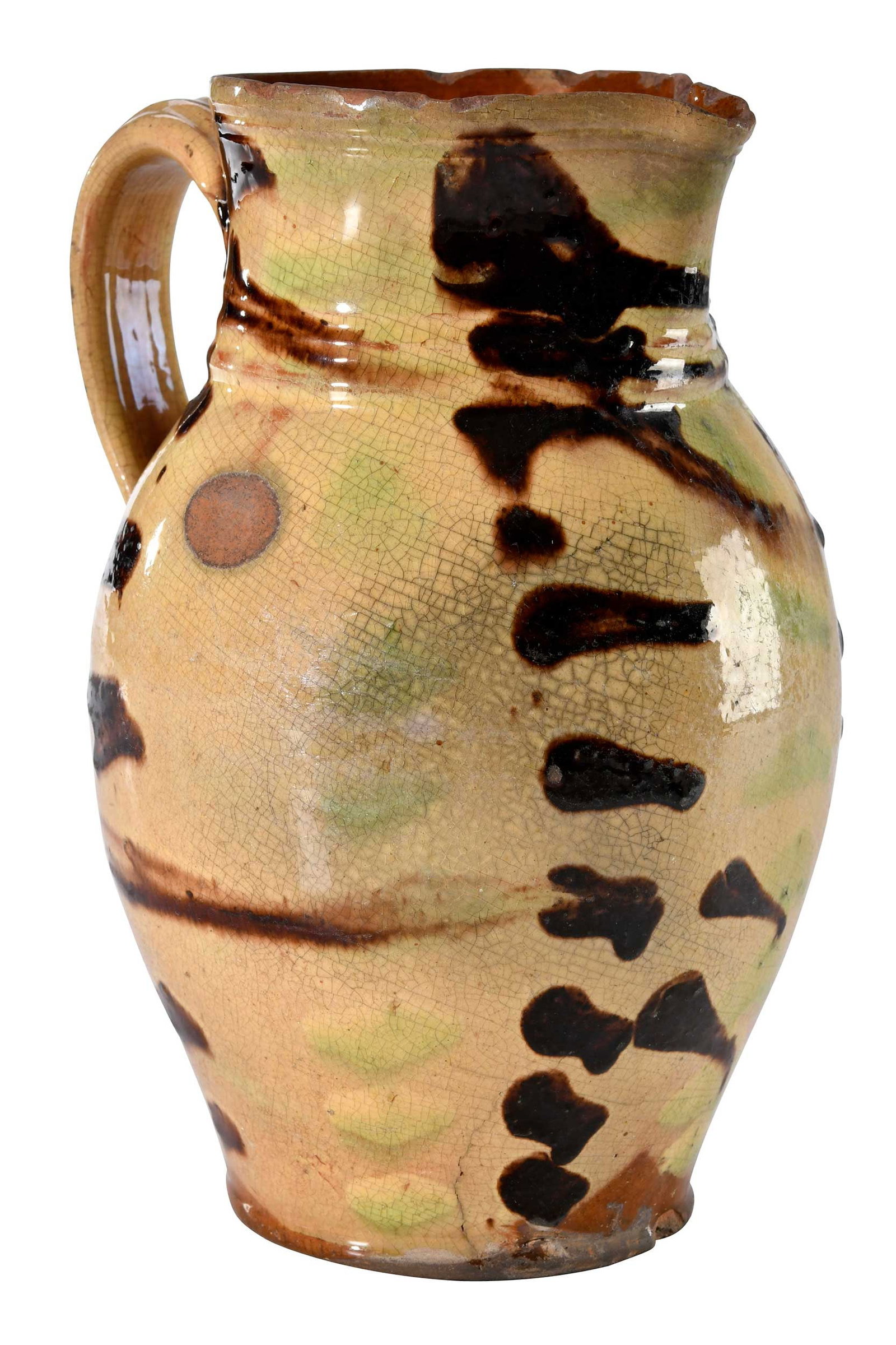 Rare Early Hagerstown, Maryland Attributed Decorated Earthenware Pitcher (1 of 16)