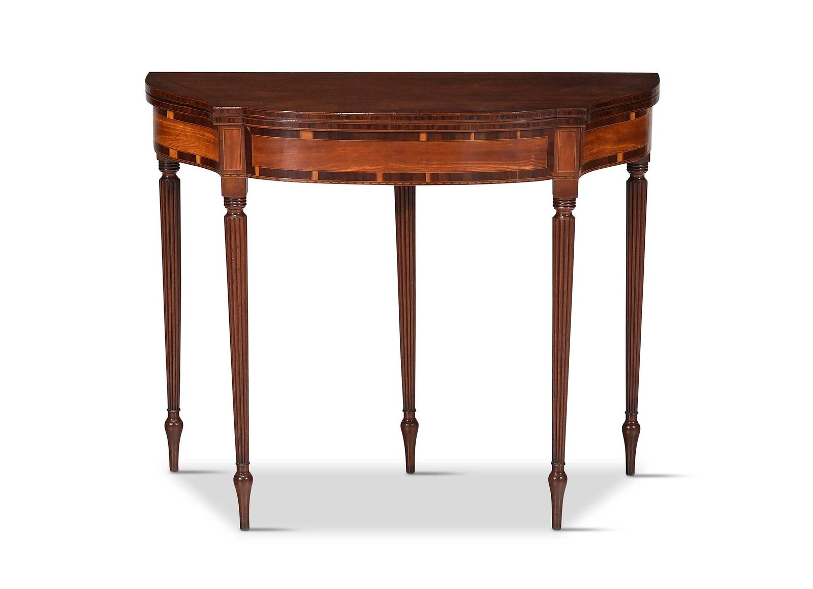 Rare Massachusetts Federal Inlaid Mahogany Five Legged Card Table (1 of 18)