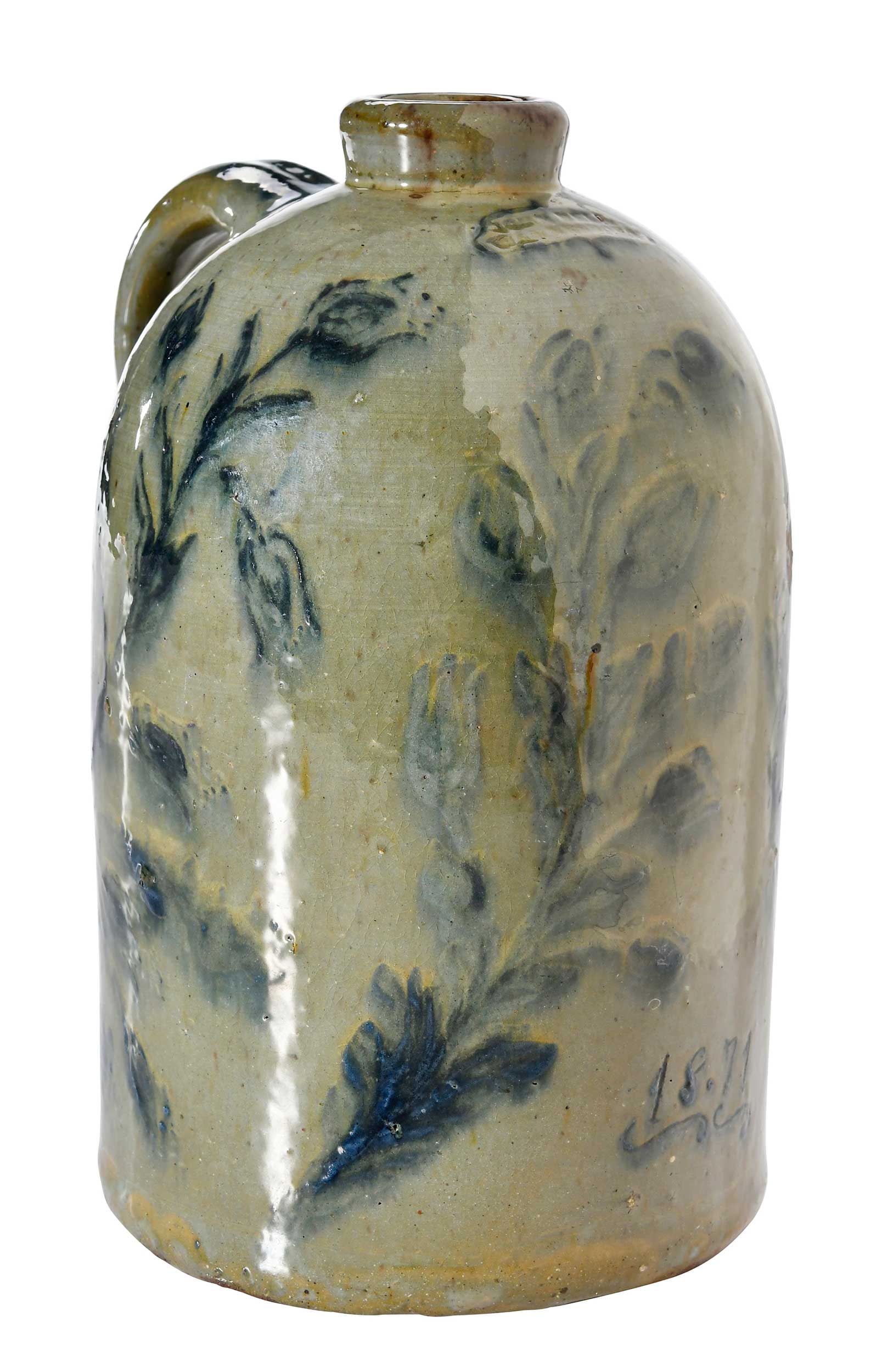 Extremely Rare Dated John Bell Waynesboro, Pennsylvania Cobalt Decorated Tin Glazed Jug (1 of 19)