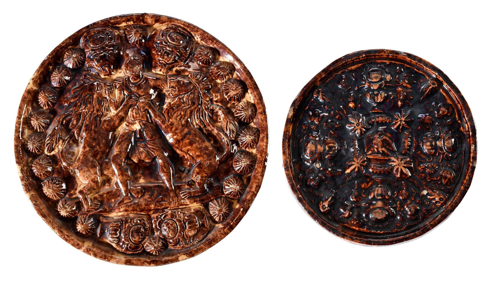 Two John Bell Molded Waynesboro, Pennsylvania Lead Glazed Earthenware Pot Stands (1 of 16)