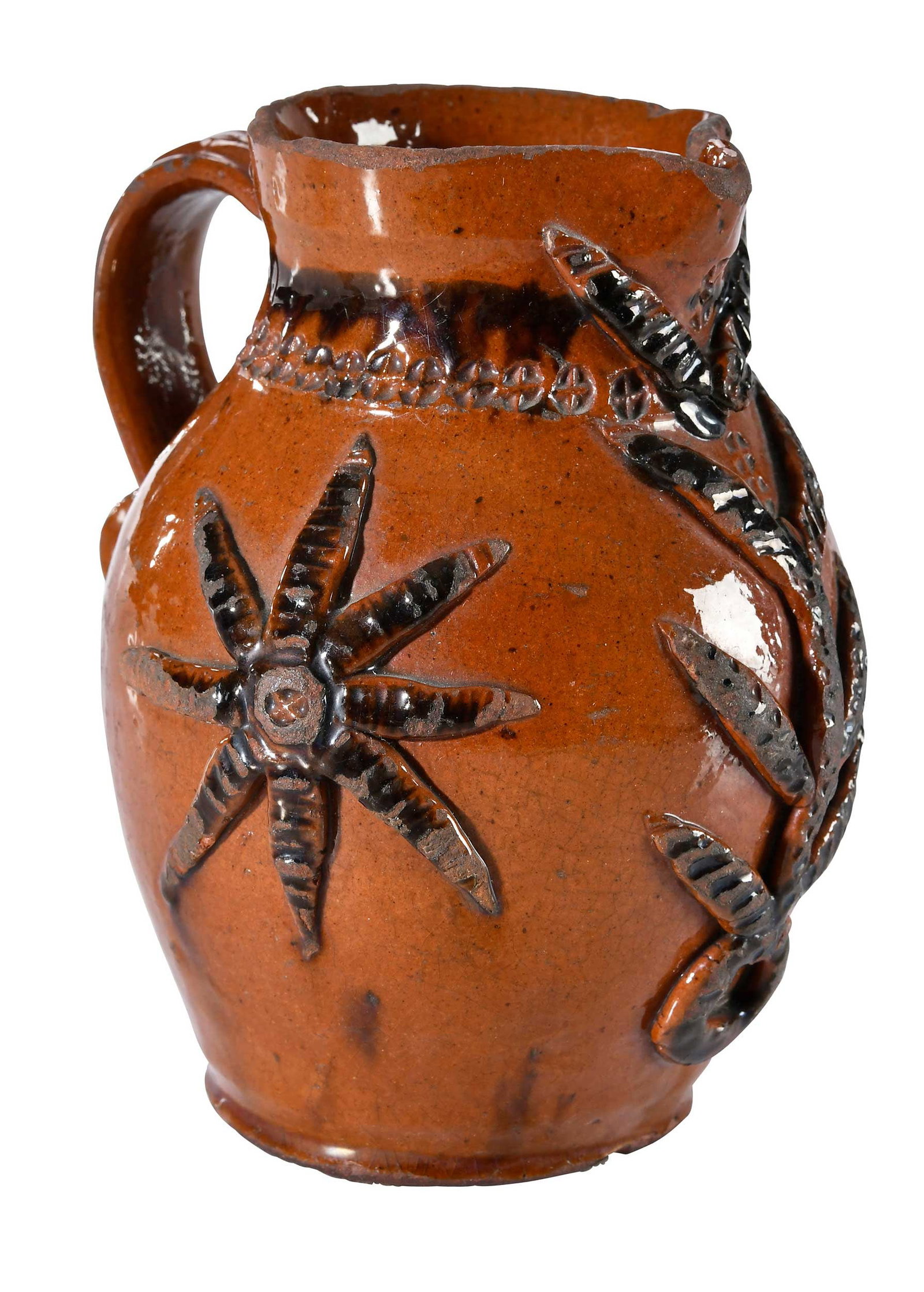 Very Rare Pennsylvania Attributed Redware Creamer with Applied Decoration (1 of 14)