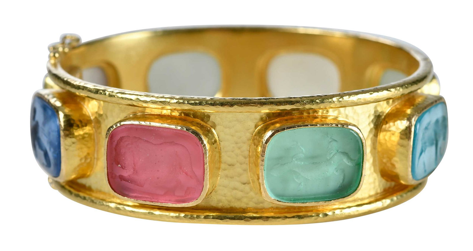 19kt. Elizabeth Locke Hinged Venetian Glass Intaglio Bangle Bracelet (1 of 16)